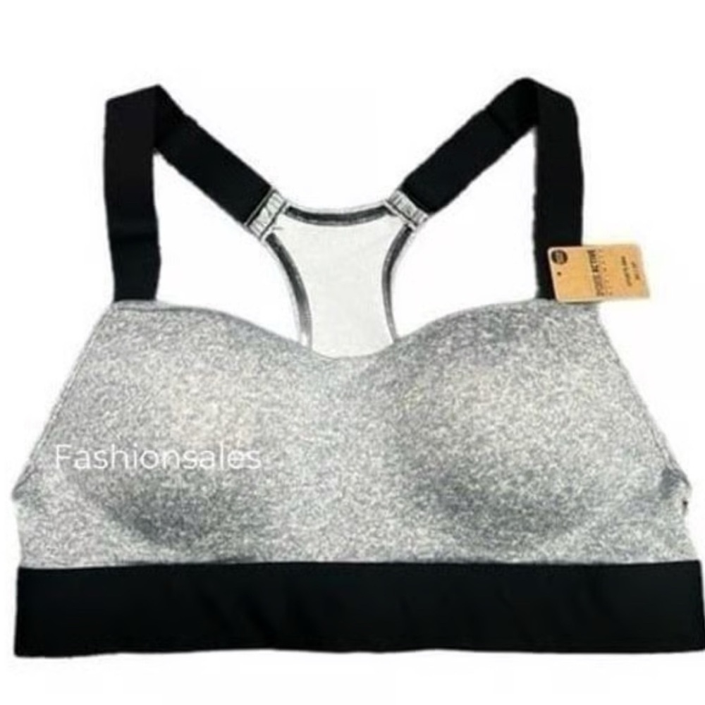 Active USA Heathered Gray and Black Sports yoga athletic Bra L - Picture 1 of 12